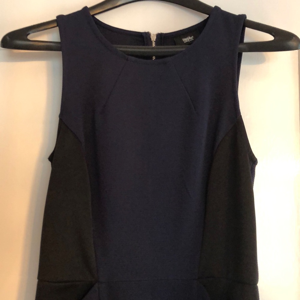 Blue/black Stretchy Dress with Silver Zipper